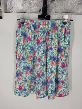 Vintage Jantzen Classics Floral Shorts Womens Medium Pink Blue Made in USA